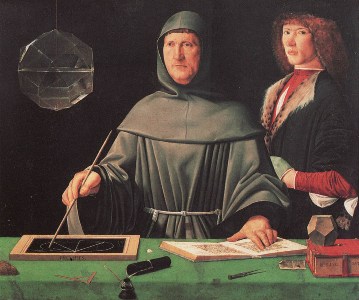 El matemático Luca Pacioli demostrando uno de los teoremas de Euclides (Jacopo de Barbari, 1495)