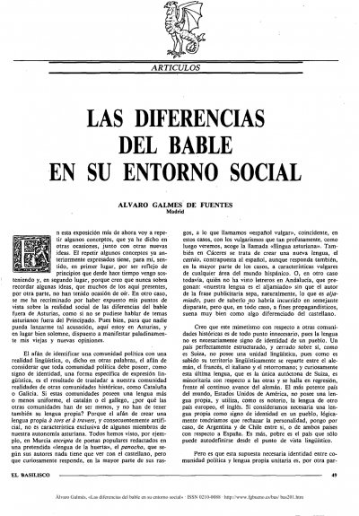 Alvaro Galmés, Las diferencias del bable en su entorno social