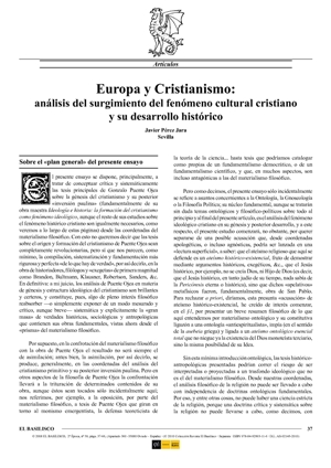 Javier Pérez Jara, Europa y Cristianismo