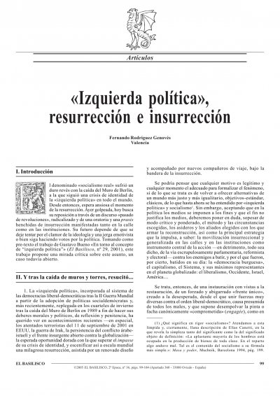 Fernando Rodríguez Genovés, 'Izquierda política', resurreción e insurrección