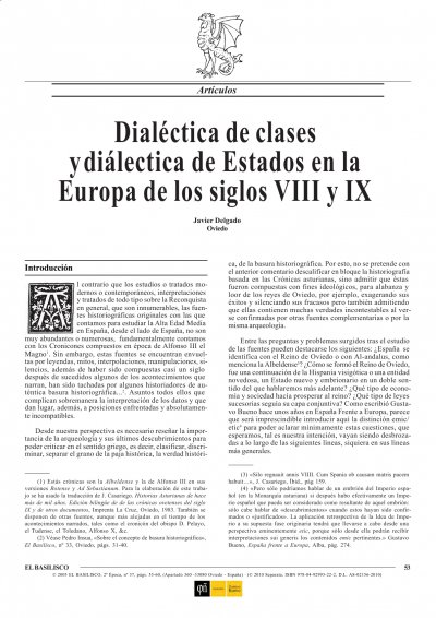 Javier Delgado, Dialéctica de clases y dialéctica de Estados en la Europa de los siglos VIII y IX